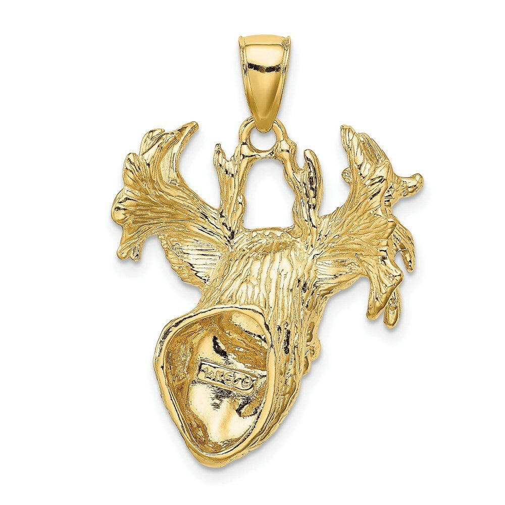 14K Yellow Gold 2-D & Textured Deer Head Charm Pendant