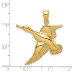Load image into Gallery viewer, 14K Yellow Gold 2-D Textured Flying Duck Charm Pendant
