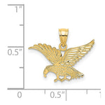 Load image into Gallery viewer, 14K Yellow Gold Flat &amp; Engraved Eagle Charm Pendant
