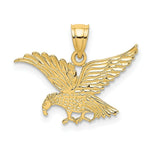 Load image into Gallery viewer, 14K Yellow Gold Flat &amp; Engraved Eagle Charm Pendant
