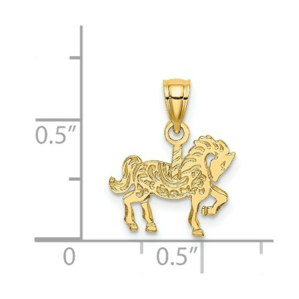 14K Yellow Gold CAROUSEL Horse Charm Pendant