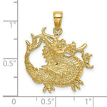 Load image into Gallery viewer, 14K Yellow Gold 2-D &amp; Textured Dragon Charm Pendant
