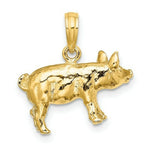 Load image into Gallery viewer, 14K Yellow Gold 3-D Textured FARM PIG Charm Pendant

