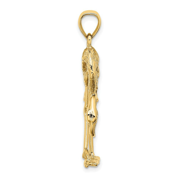 14K Yellow Gold 3-D & Textured Flamingo Charm Pendant