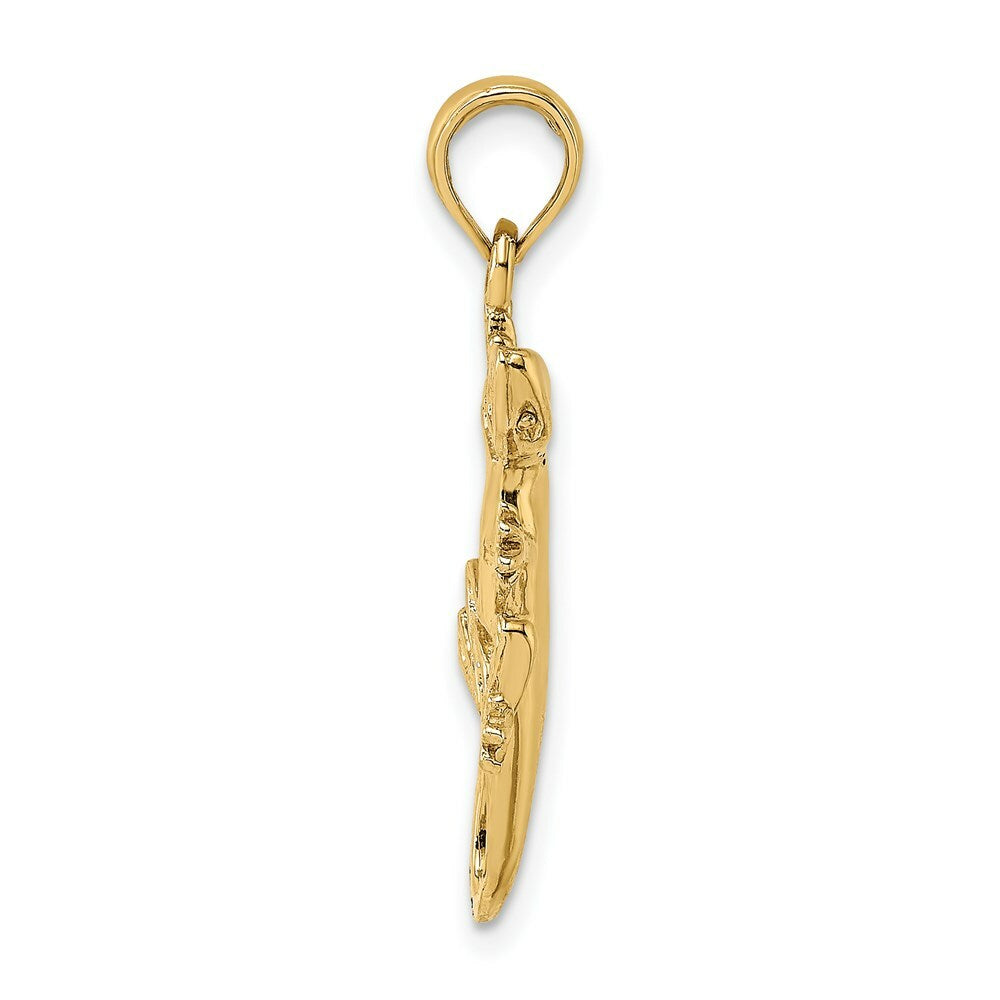 14K Yellow Gold 2-D Gecko Charm Pendant