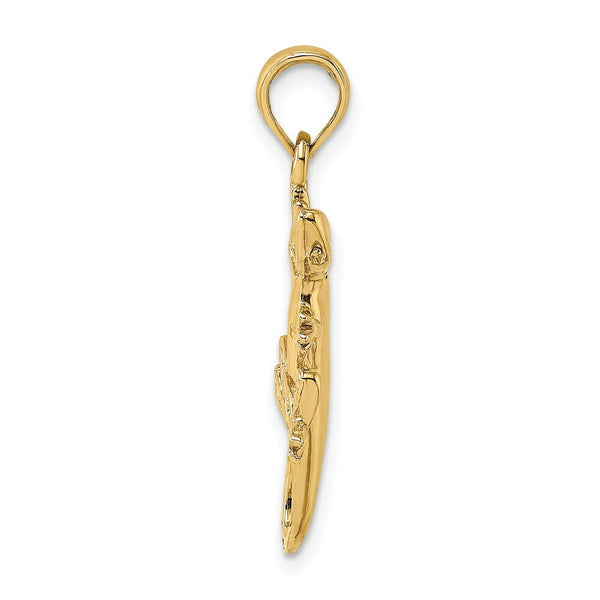 14K Yellow Gold 2-D Gecko Charm Pendant