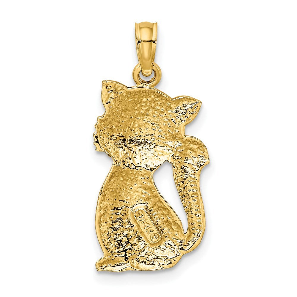 14K Yellow Gold 2-D Sitting Cat Charm Pendant