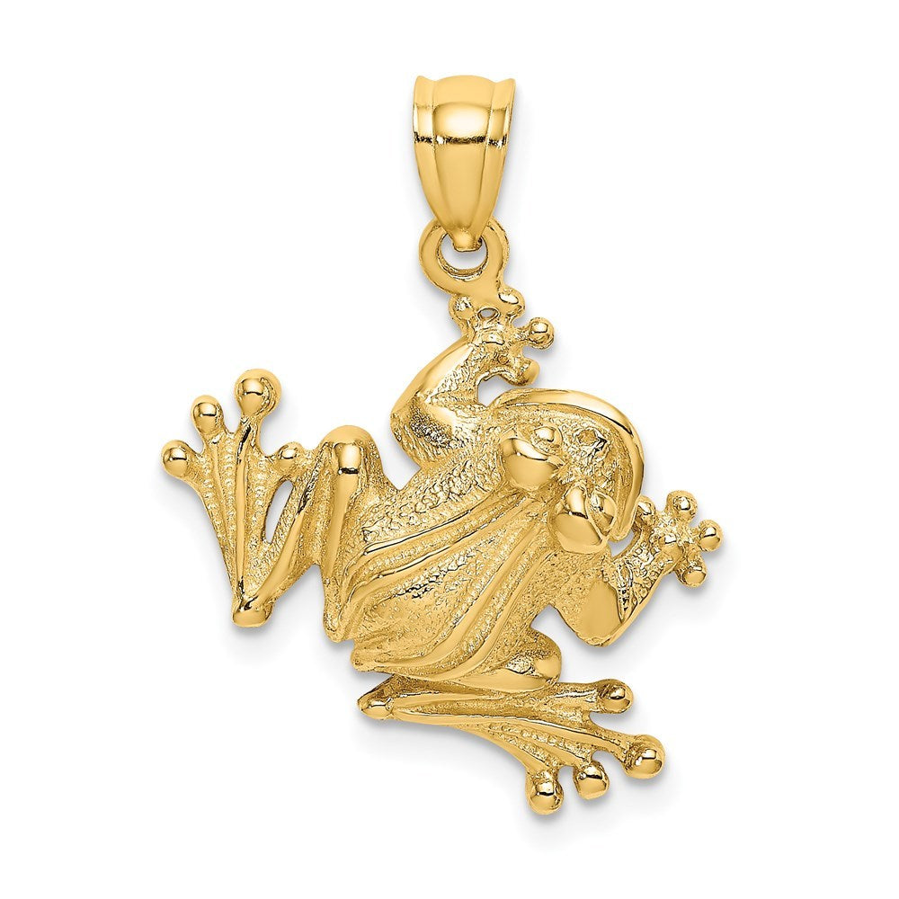 14K Yellow Gold 2-D Frog Sitting Charm Pendant