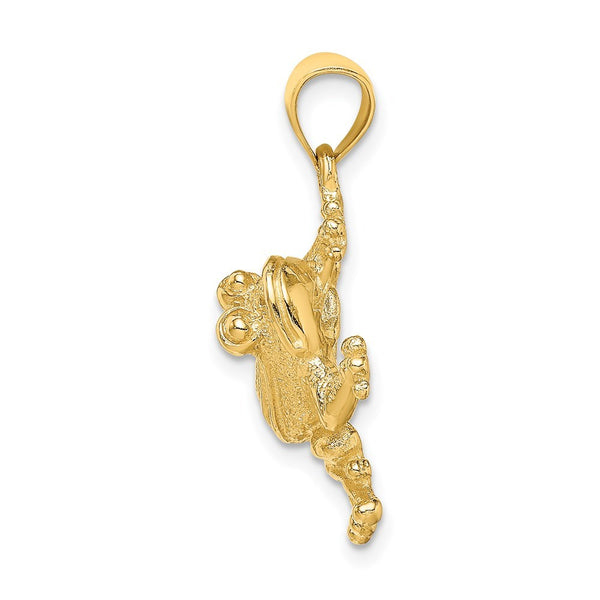 14K Yellow Gold 2-D Frog Sitting Charm Pendant