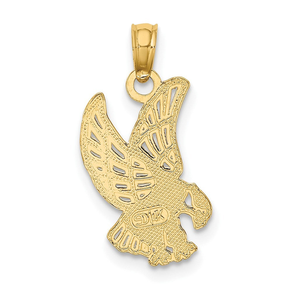 14K Yellow Gold EAGLE LANDING FLAT Charm Pendant