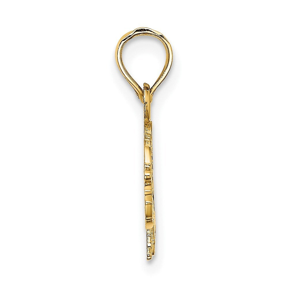 14K Yellow Gold Flat Cut-Out Elephant Charm Pendant