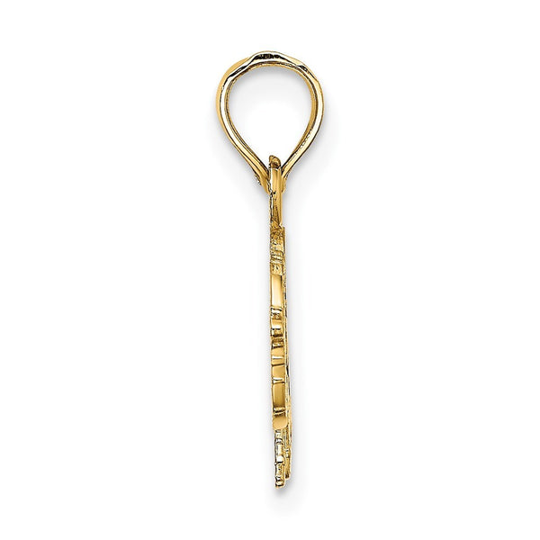 14K Yellow Gold Flat Cut-Out Elephant Charm Pendant