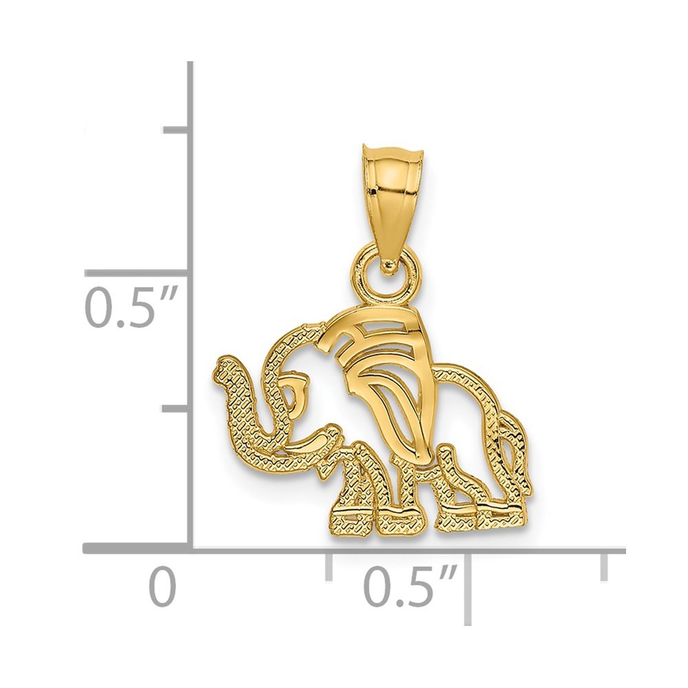 14K Yellow Gold Flat Cut-Out Elephant Charm Pendant
