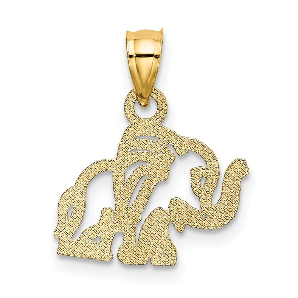 14K Yellow Gold Flat Cut-Out Elephant Charm Pendant