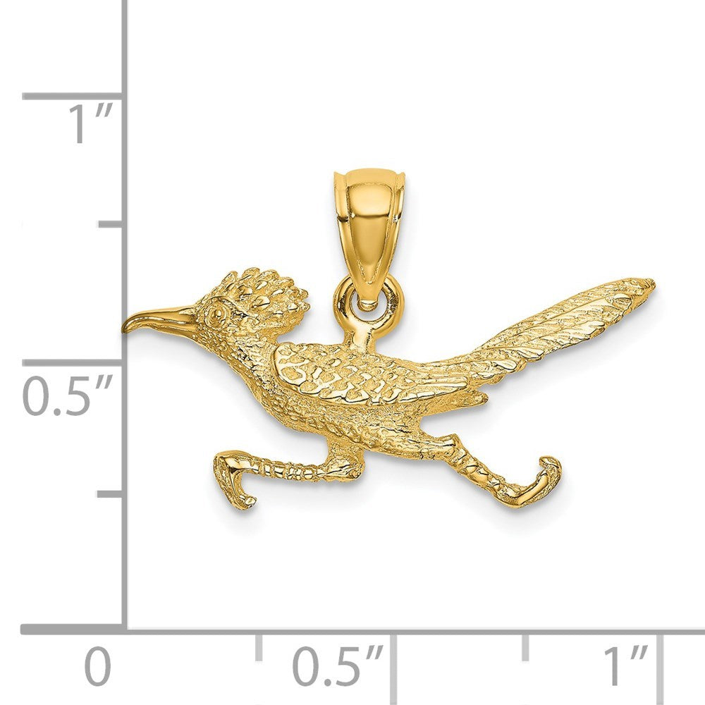 14K Yellow Gold 3-D Road Runner Charm Pendant