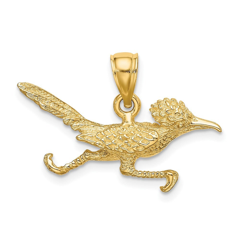 14K Yellow Gold 3-D Road Runner Charm Pendant