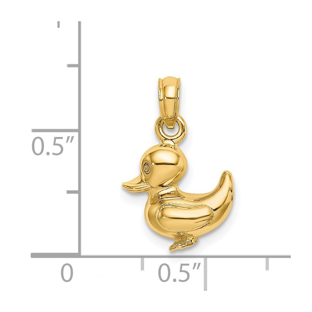 14K Yellow Gold 3-D DUCK Charm Pendant
