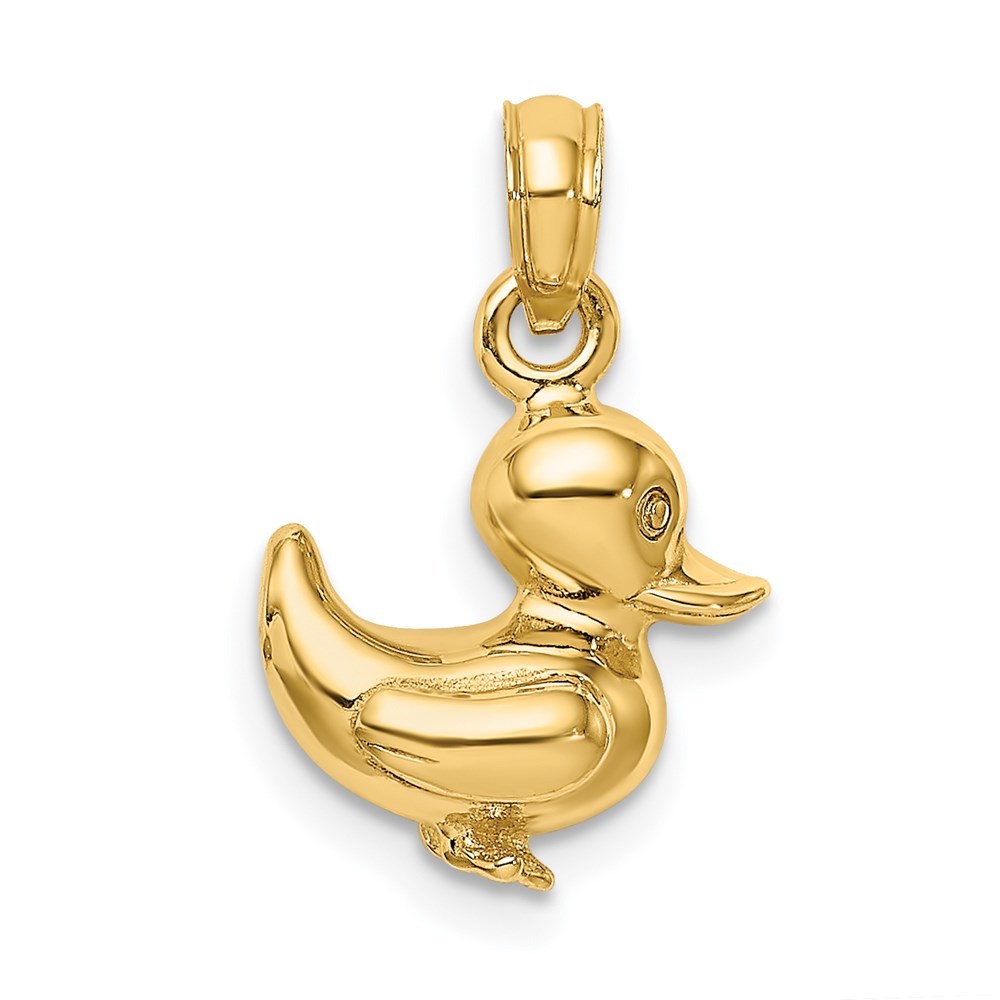 14K Yellow Gold 3-D DUCK Charm Pendant