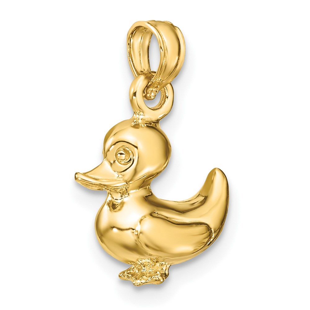 14K Yellow Gold 3-D DUCK Charm Pendant