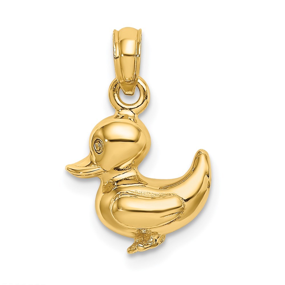 14K Yellow Gold 3-D DUCK Charm Pendant