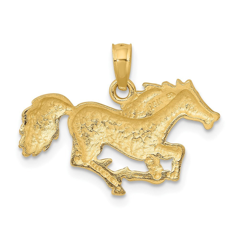 14K Yellow Gold Running Horse Charm Pendant