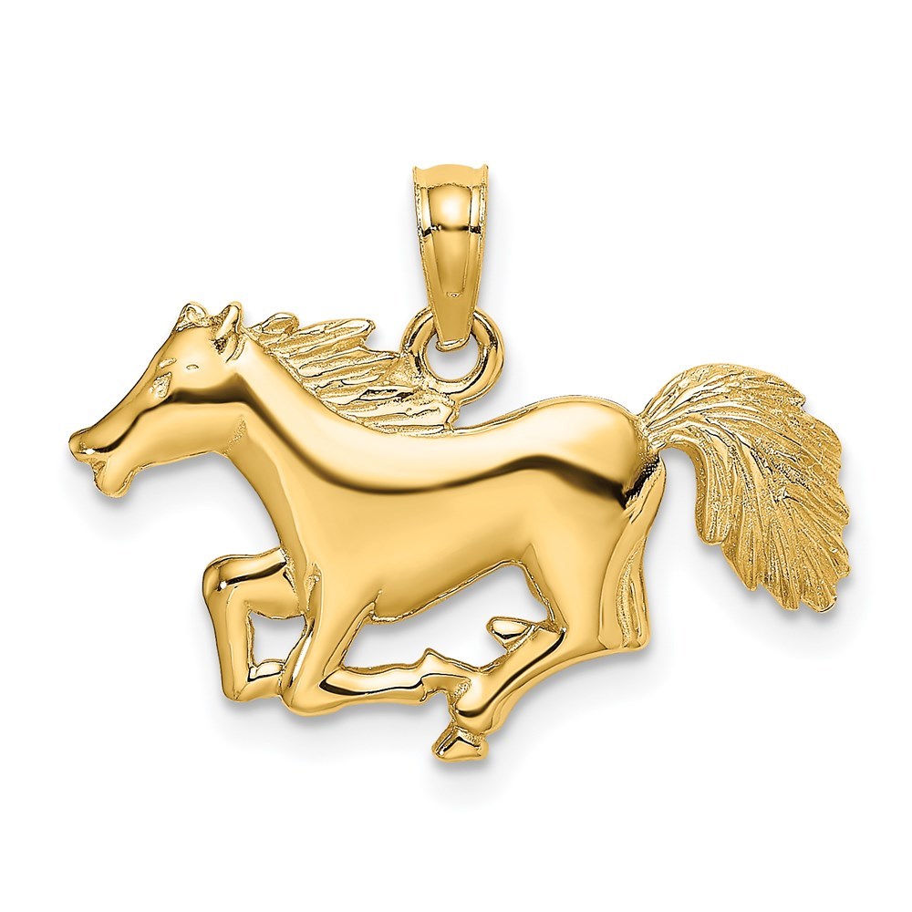 14K Yellow Gold Running Horse Charm Pendant