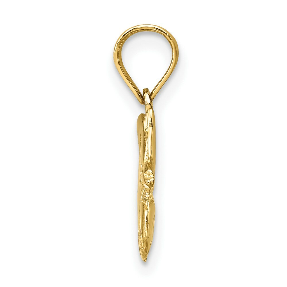 14K Yellow Gold 3-D Polished Kitten Charm Pendant