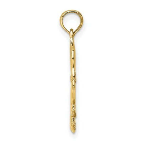 14K Yellow Gold 3-D Polished and Bow Sitting Cat Charm Pendant