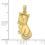 Load image into Gallery viewer, 14K Yellow Gold 3-D Polished and Bow Sitting Cat Charm Pendant
