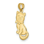 Load image into Gallery viewer, 14K Yellow Gold 3-D Polished and Bow Sitting Cat Charm Pendant
