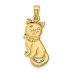 Load image into Gallery viewer, 14K Yellow Gold 3-D Polished and Bow Sitting Cat Charm Pendant
