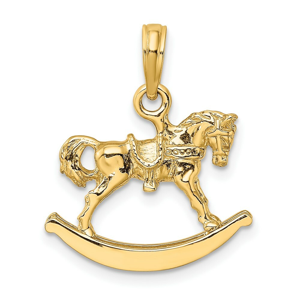 14K Yellow Gold Polished 3-D Rocking Horse Charm Pendant