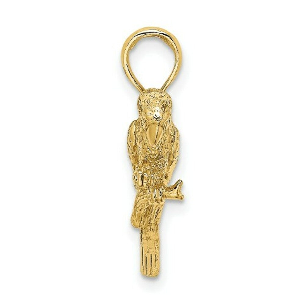 14K Yellow Gold 3-D Parrot Charm Pendant