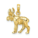 Load image into Gallery viewer, 14K Yellow Gold 3-D Textured Moose Charm Pendant
