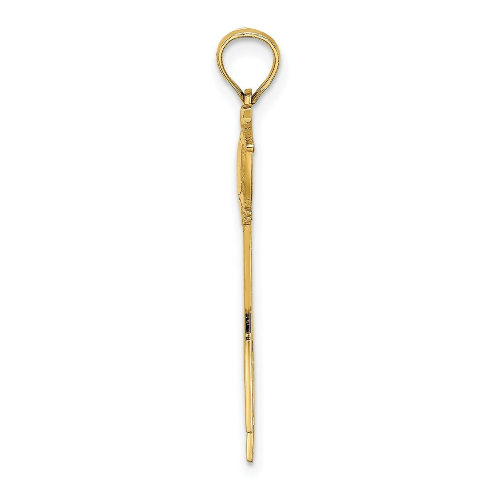 14K Yellow Gold Polished Bird With Long Tail Charm Pendant