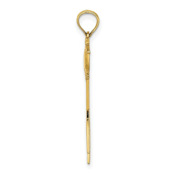 14K Yellow Gold Polished Bird With Long Tail Charm Pendant
