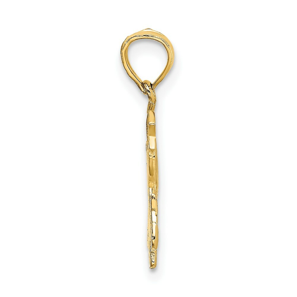 14K Yellow Gold Angel Holding a Star on a Half Moon Charm Pendant