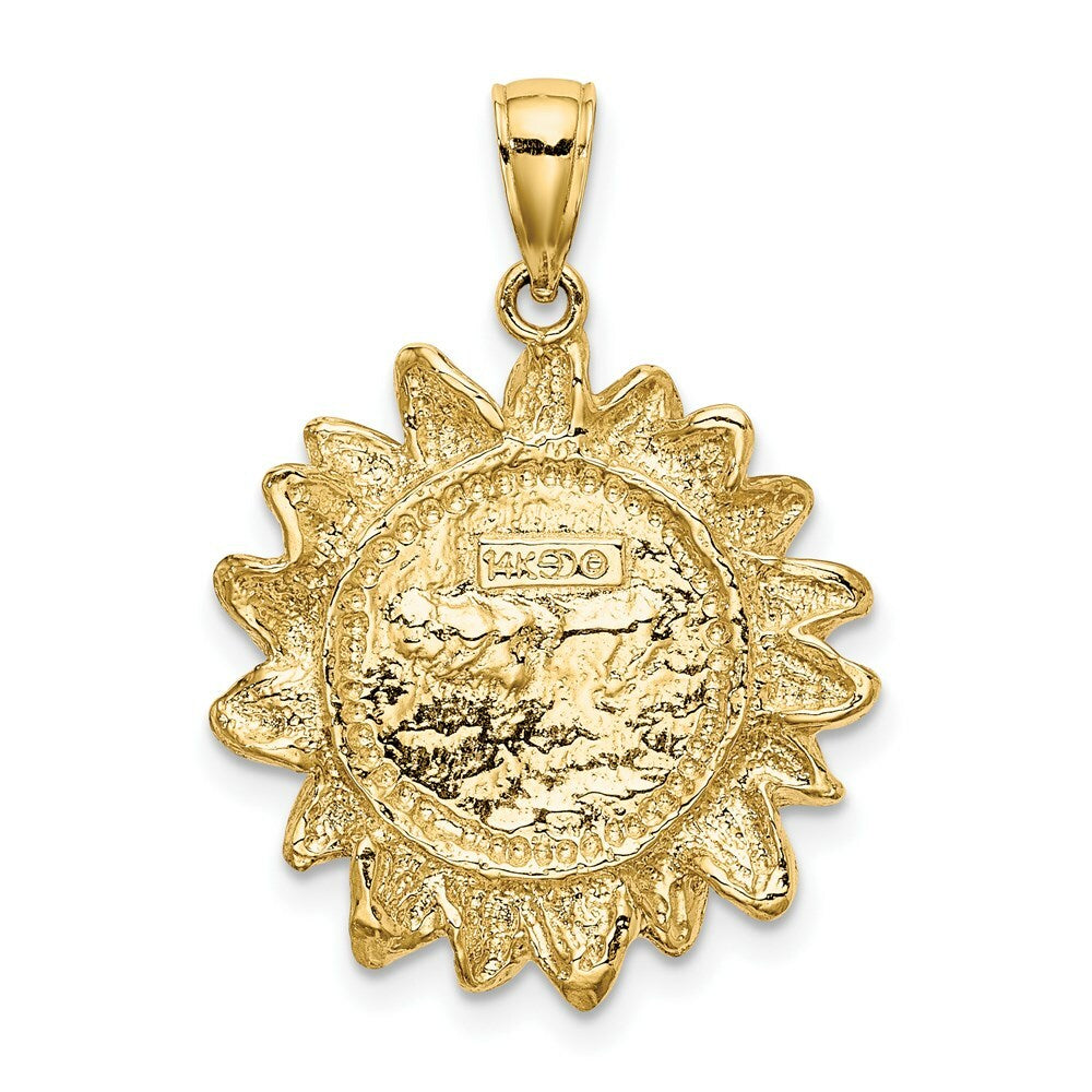 14K Yellow Gold Smiling Sun Charm Pendant