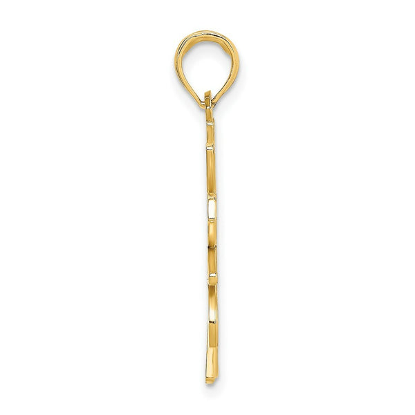 14K Yellow Gold Cut-out Smiling Sun Charm Pendant