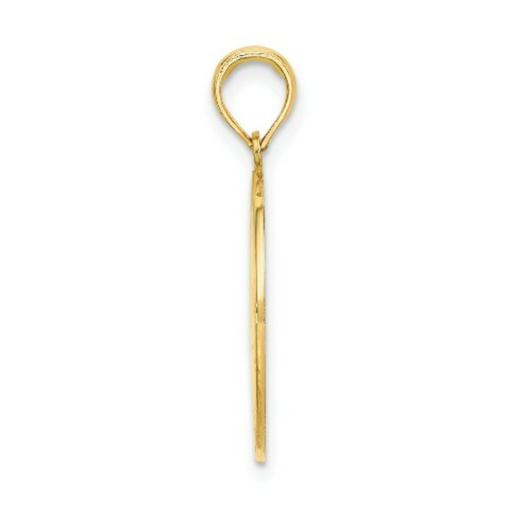 14K Yellow Gold Circle Engraveable Center Charm Pendant