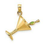 Load image into Gallery viewer, 14K Yellow Gold 3-D Martini With OLive Charm Pendant
