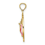 Load image into Gallery viewer, 14K Yellow Gold ANTIGUA, WI On Round Frame With Enamel Conch Shell Charm Pendant
