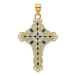 Load image into Gallery viewer, 14K Yellow Gold Blue Enamel Filigree Cross Charm Pendant
