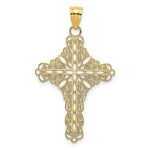 Load image into Gallery viewer, 14K Yellow Gold White Enamel Filigree Cross Charm Pendant
