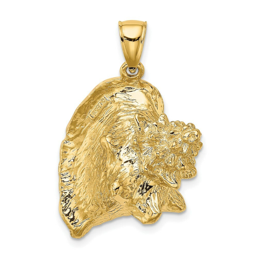 14K Yellow Gold 3-D Enamel Large Conch Shell Charm Pendant