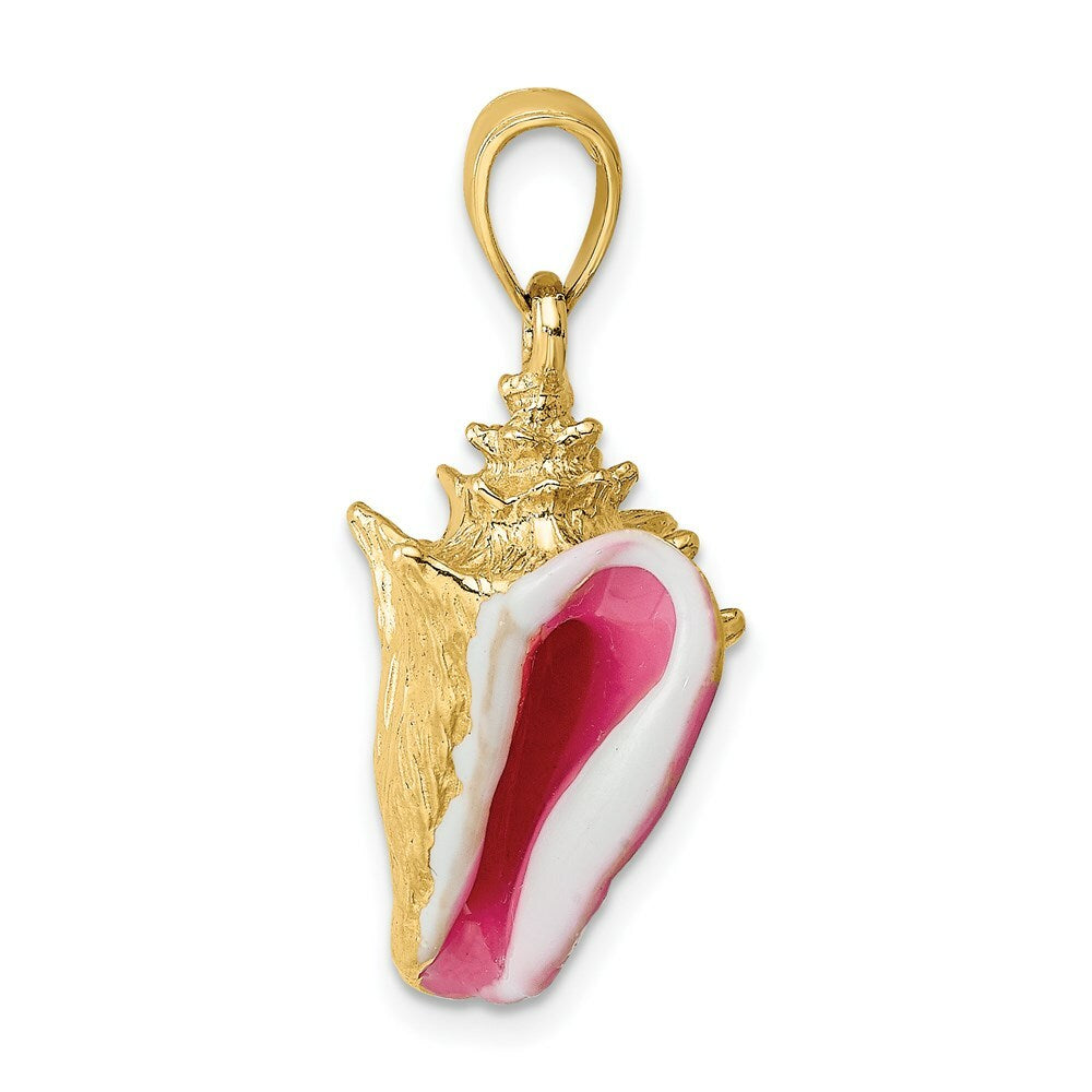 14K Yellow Gold 3-D Enamel Conch Shell Charm Pendant