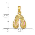Load image into Gallery viewer, 14K Yellow Gold With Pink Enamel Double Flip-Flop Charm Pendant
