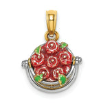 Load image into Gallery viewer, 14K Yellow Gold 3-D Basket With Apples Inside - Red with Green Enamel
