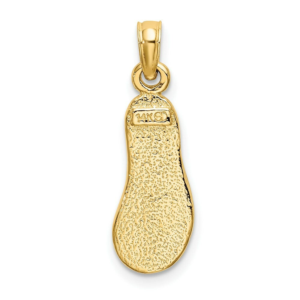 14K Yellow Gold With GREEN ENAMEL SINGLE FLIP-FLOP Charm Pendant