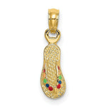 Load image into Gallery viewer, 14K Yellow Gold With MULTI-COLOR ENAMEL SINGLE FLIP-FLOP Charm Pendant
